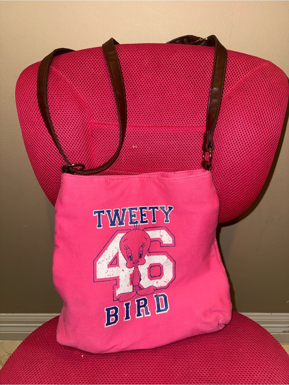 Tweety Bird Pink Canvas Shoulder Bag